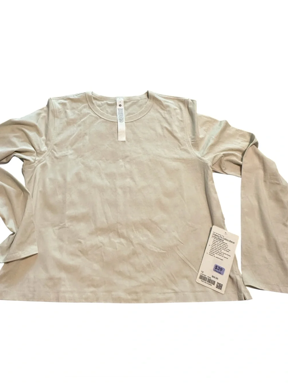lululemon🍋Classic Fir Cotton Blend Long-Sleeve Crew - Bone Size 12 NWT